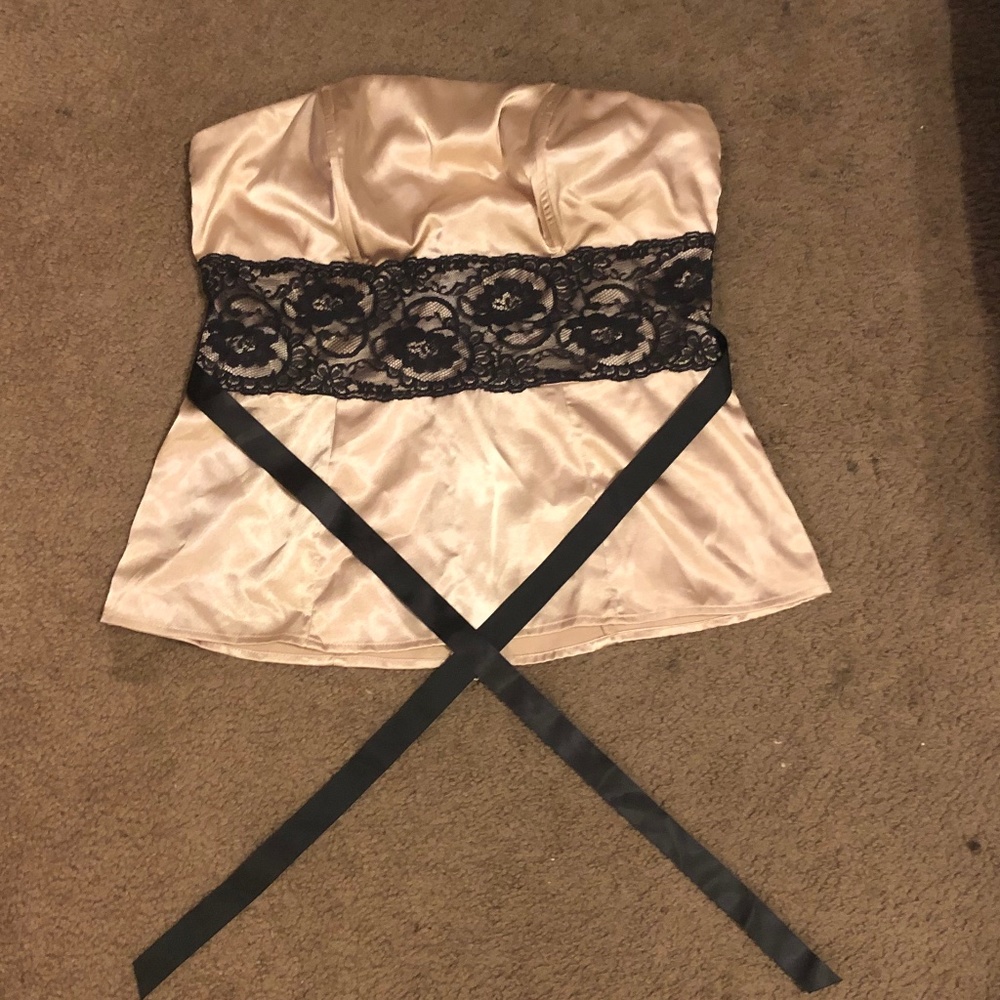 Strapless silk top